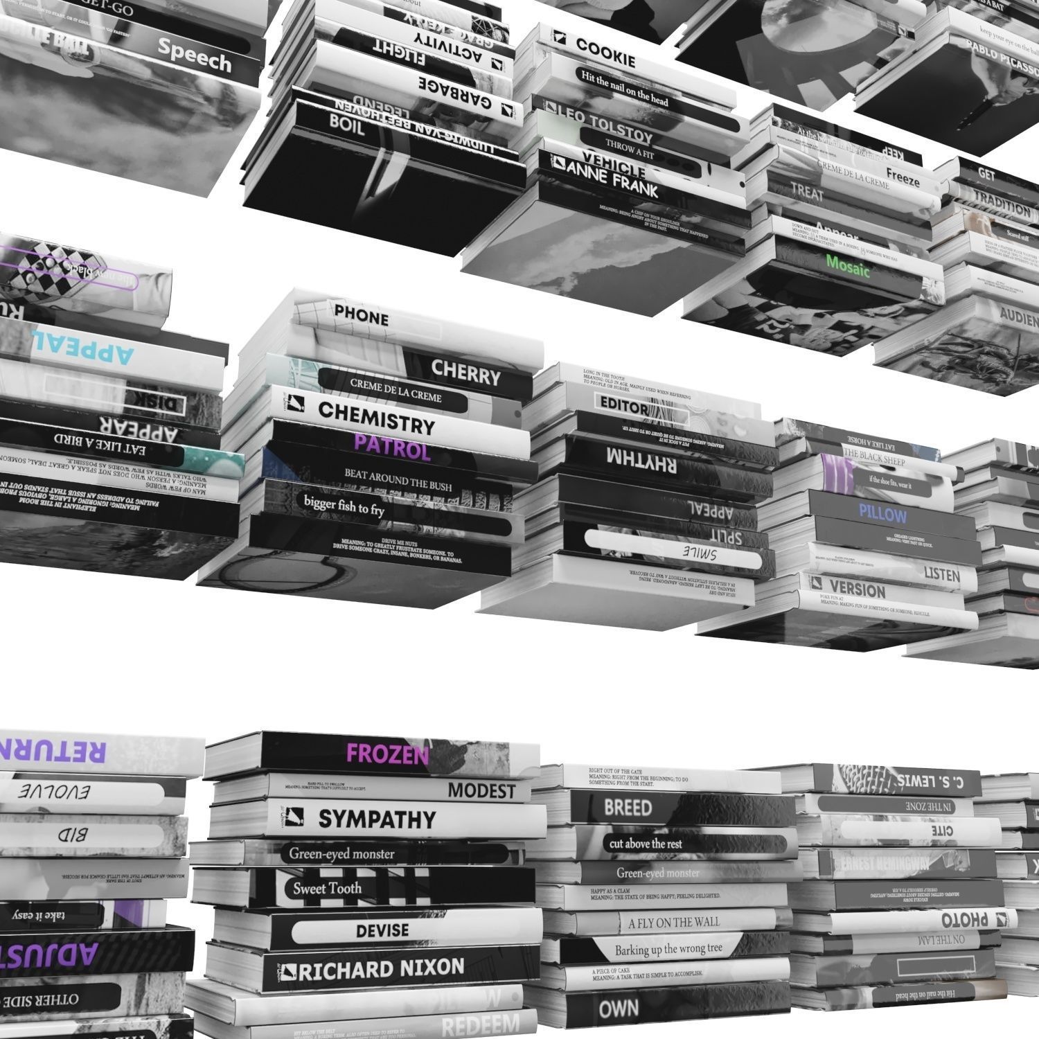 Books 150 pieces 2-5-2 Low-poly 3D model_16