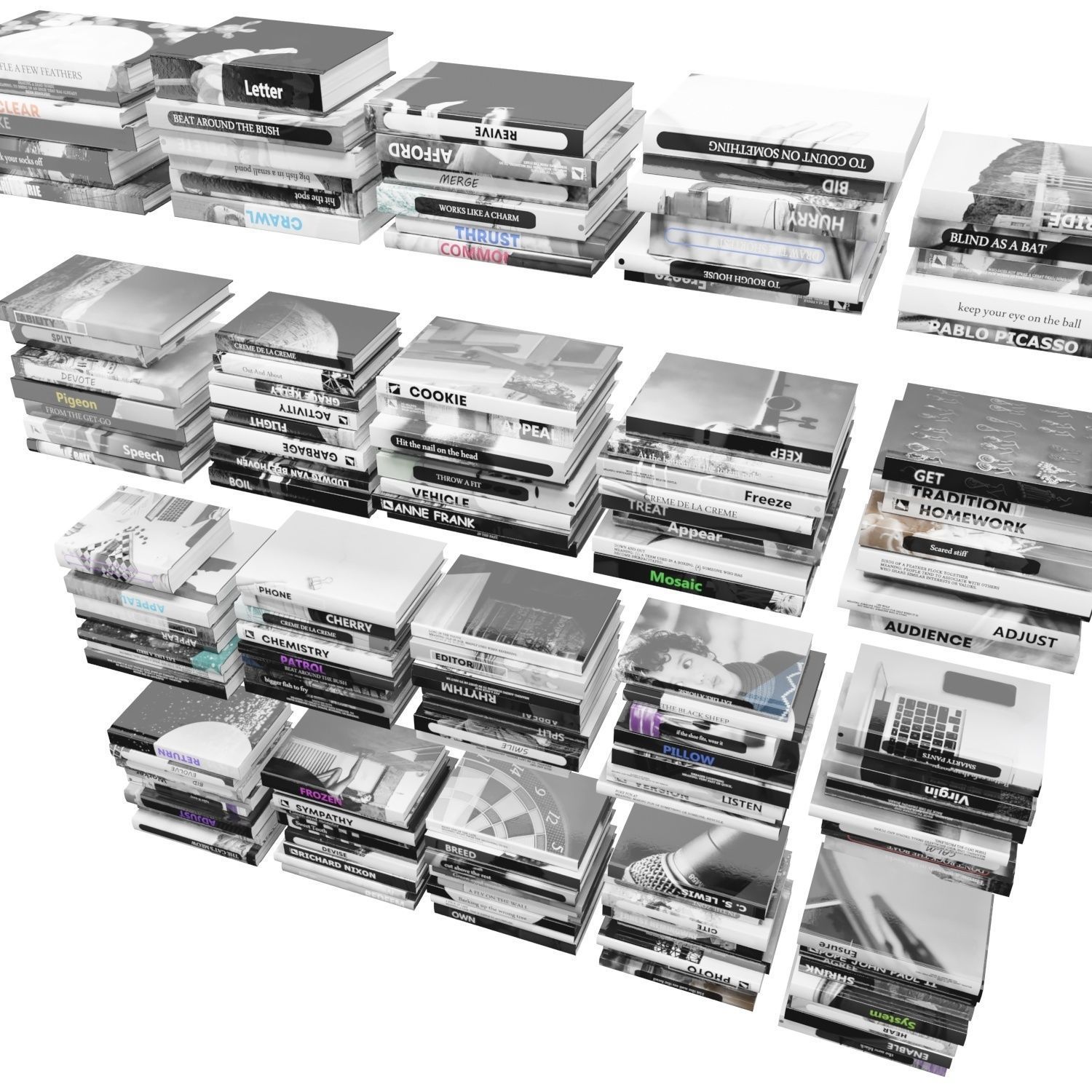 Books 150 pieces 2-5-2 Low-poly 3D model_7