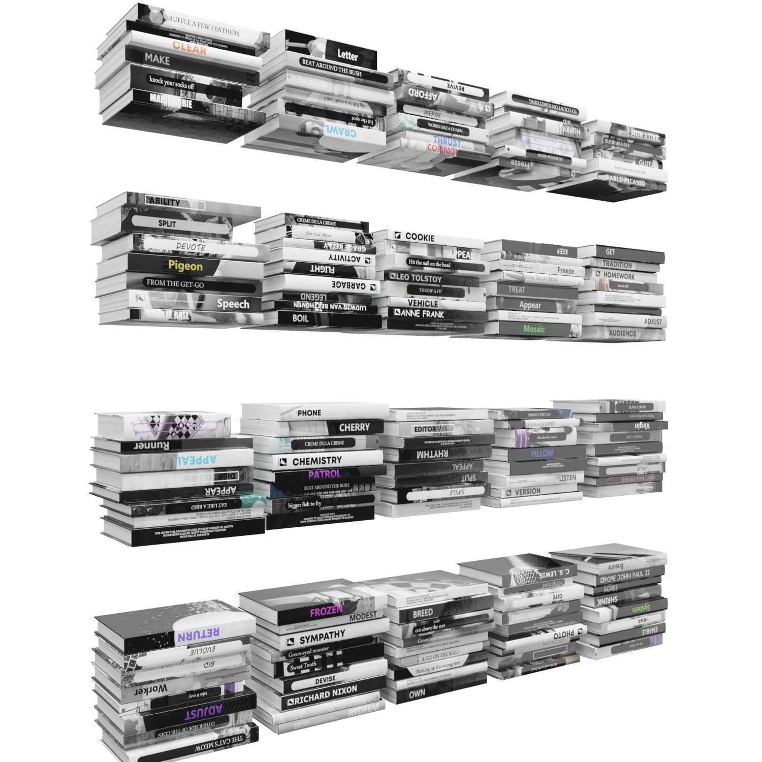 Books 150 pieces 2-5-2 Low-poly 3D model_2