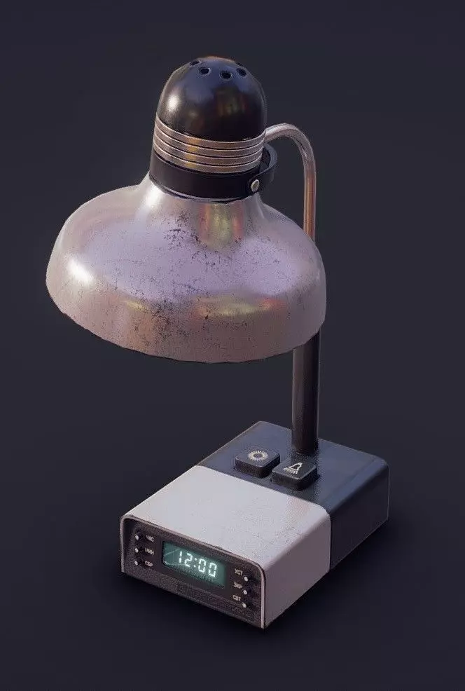 Old Soviet Desk Lamp Low-poly 3D model_0
