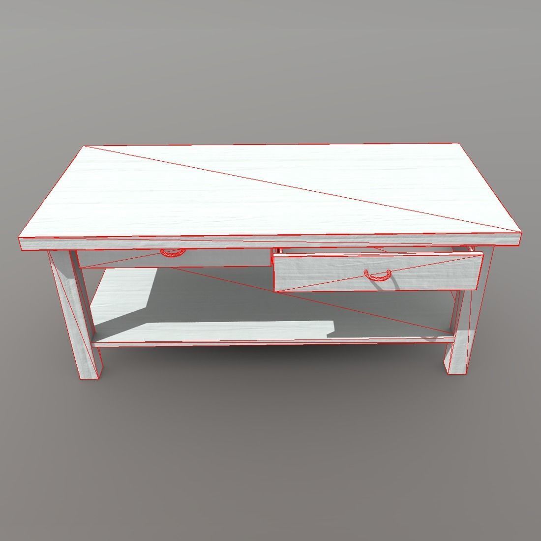Table 2 coffee with drawers Low-poly 3D model_7