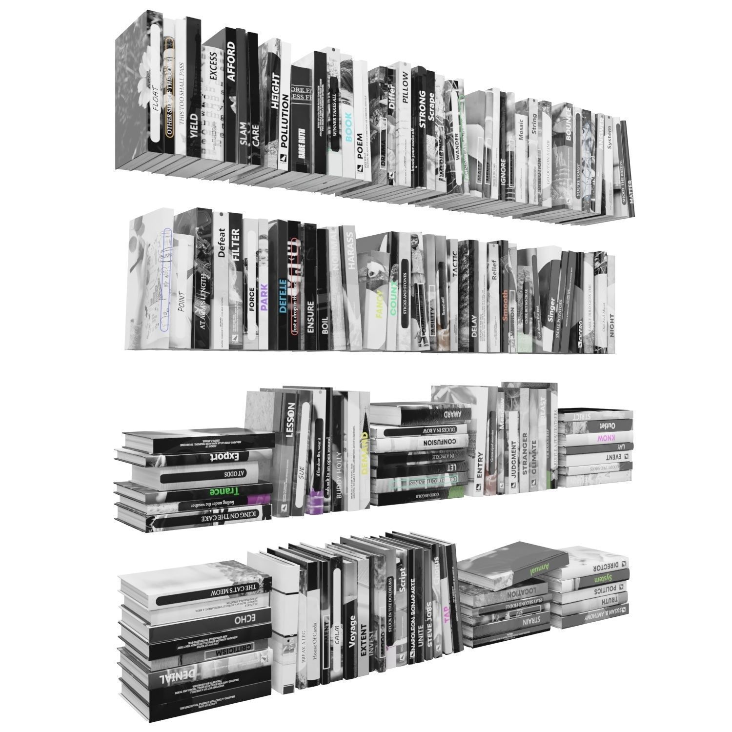 Books 150 pieces 2-6-4 Low-poly 3D model_2