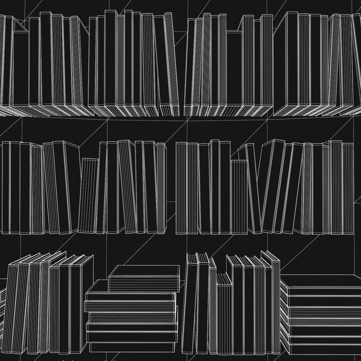 Books 150 pieces 2-6-4 Low-poly 3D model_29