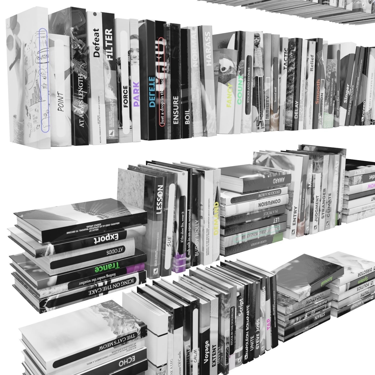 Books 150 pieces 2-6-4 Low-poly 3D model_19