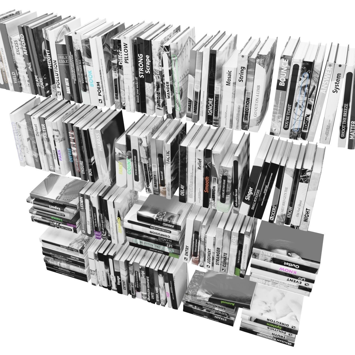 Books 150 pieces 2-6-4 Low-poly 3D model_7