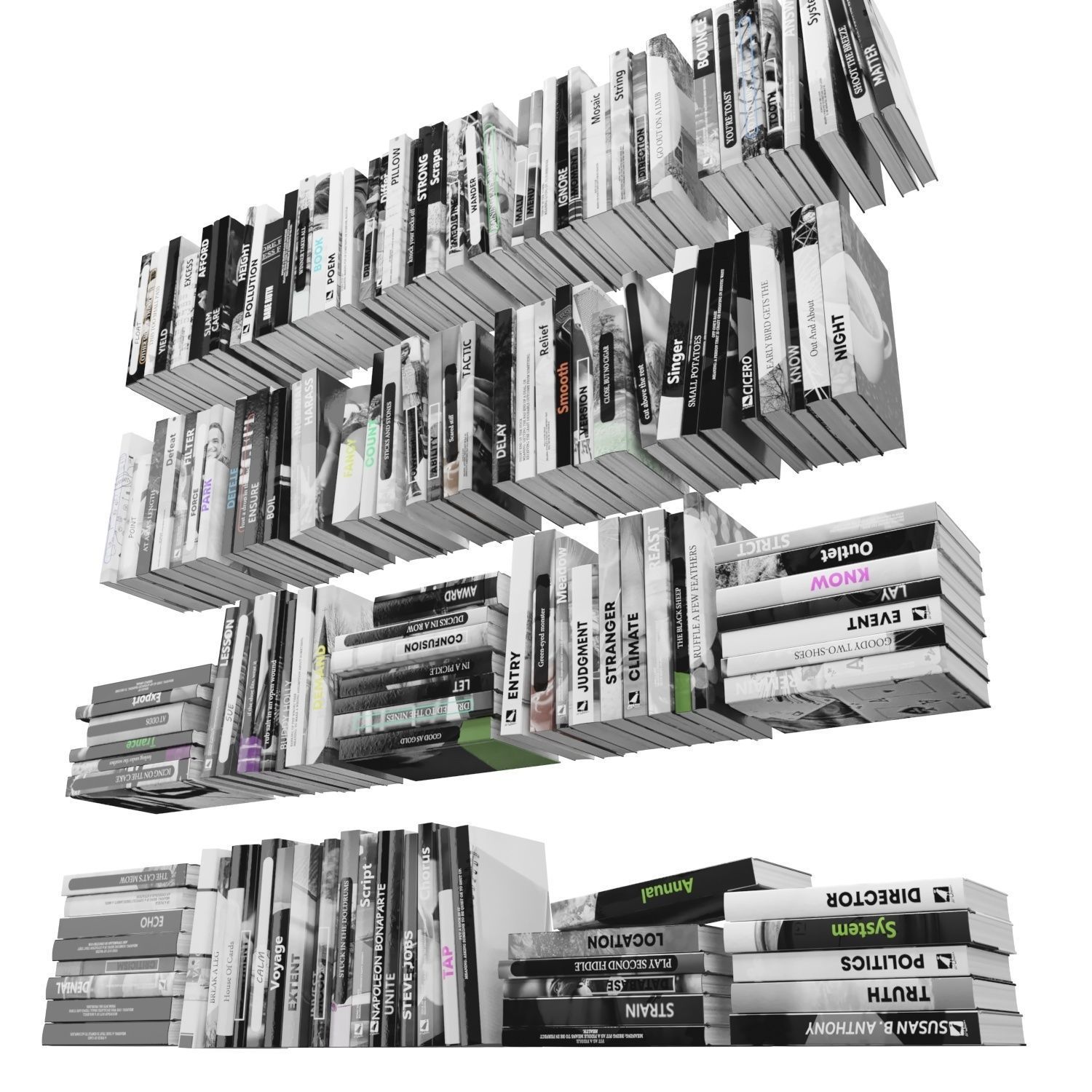 Books 150 pieces 2-6-4 Low-poly 3D model_4