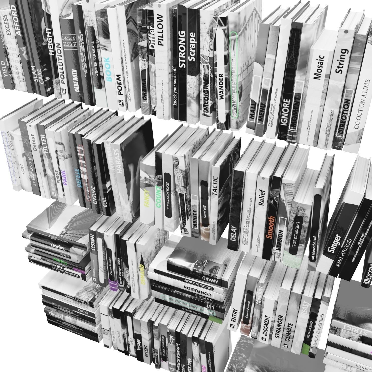 Books 150 pieces 2-6-4 Low-poly 3D model_22