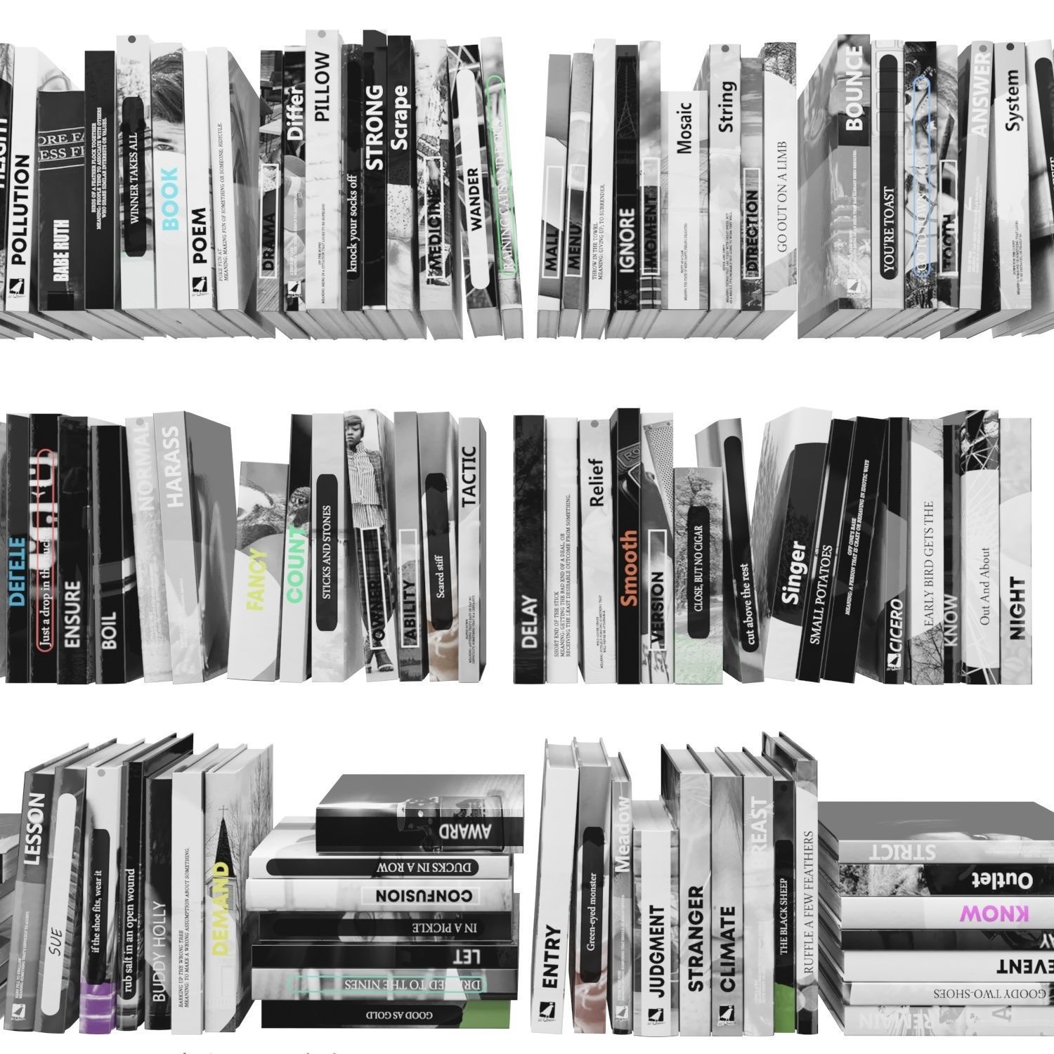 Books 150 pieces 2-6-4 Low-poly 3D model_11