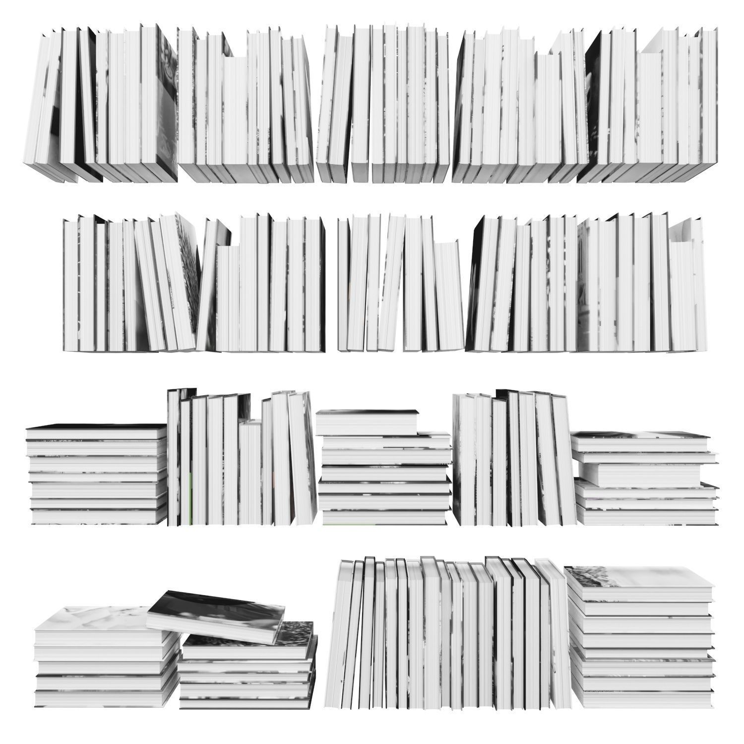 Books 150 pieces 2-6-4 Low-poly 3D model_15
