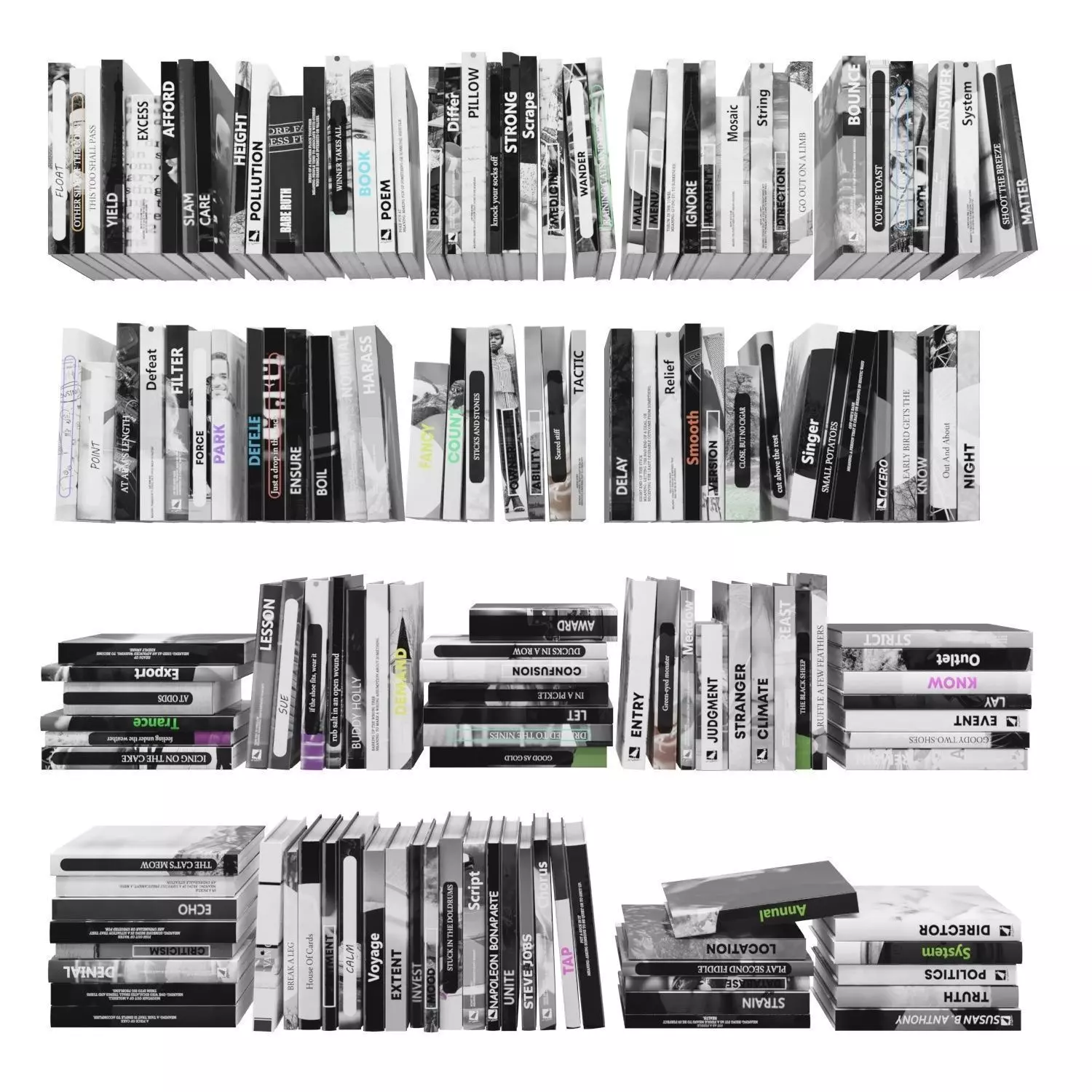 Books 150 pieces 2-6-4 Low-poly 3D model_0