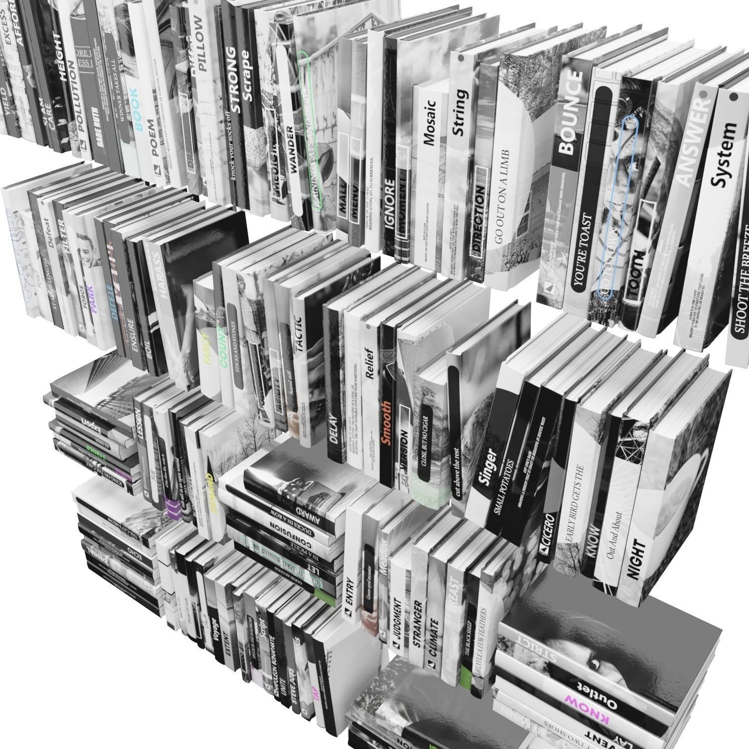 Books 150 pieces 2-6-4 Low-poly 3D model_21