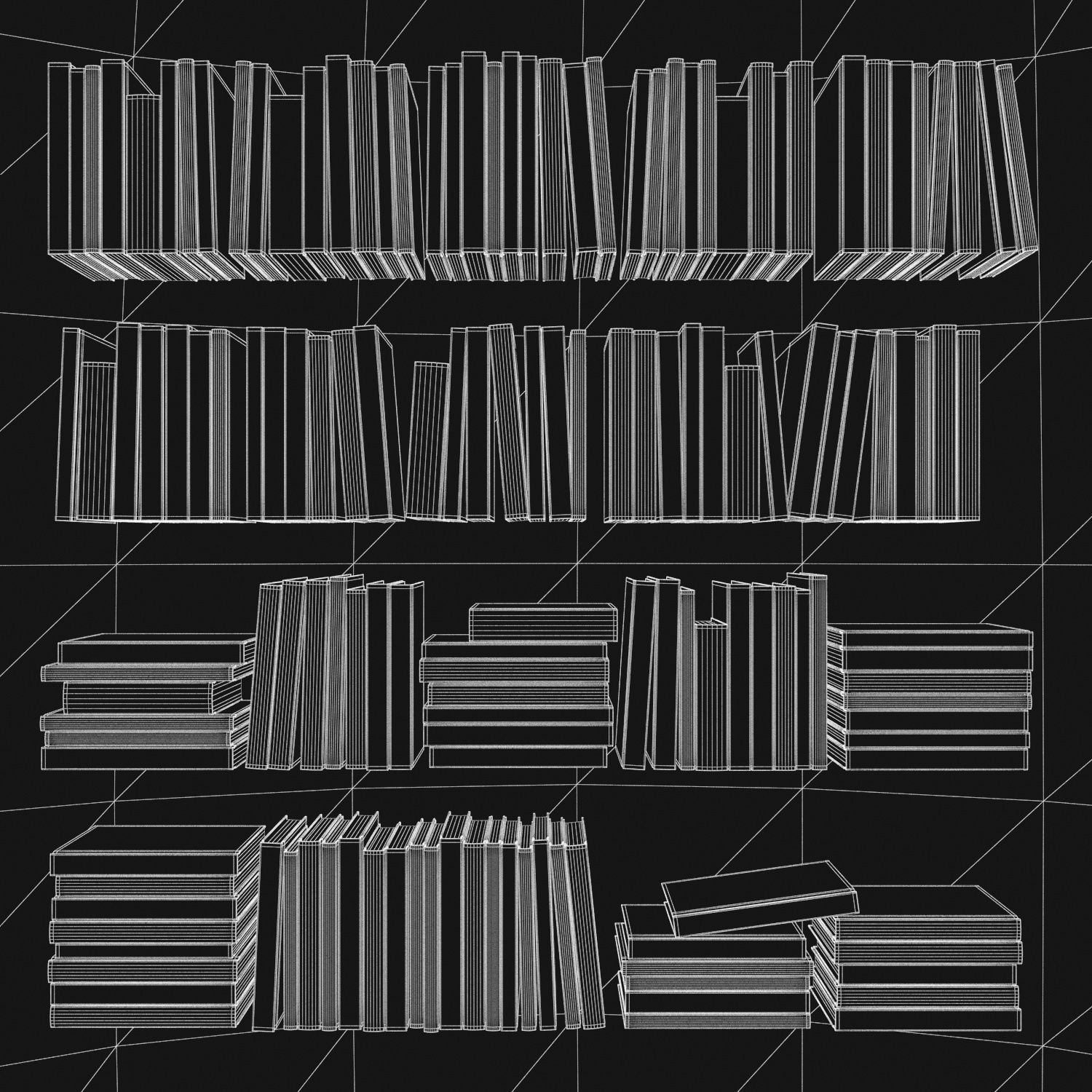 Books 150 pieces 2-6-4 Low-poly 3D model_24