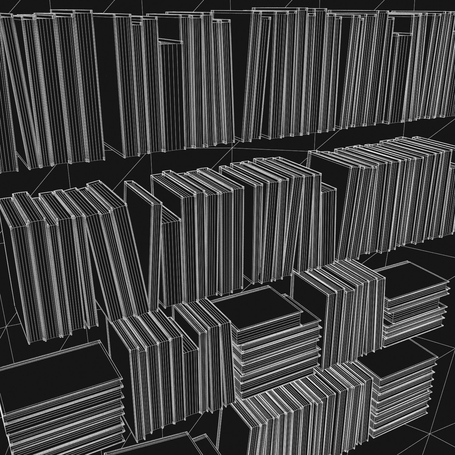 Books 150 pieces 2-6-4 Low-poly 3D model_28