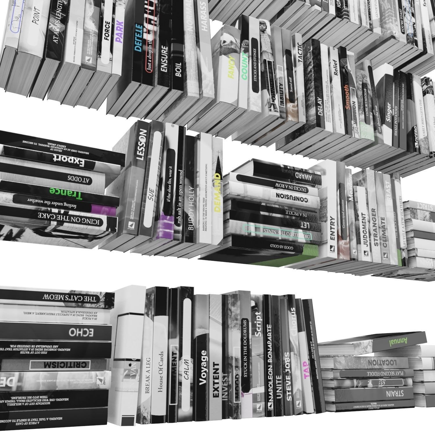 Books 150 pieces 2-6-4 Low-poly 3D model_17