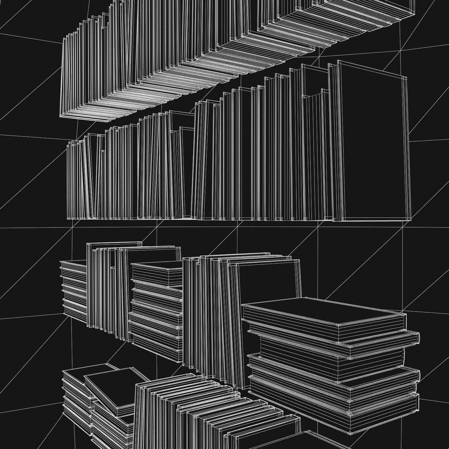 Books 150 pieces 2-6-4 Low-poly 3D model_30