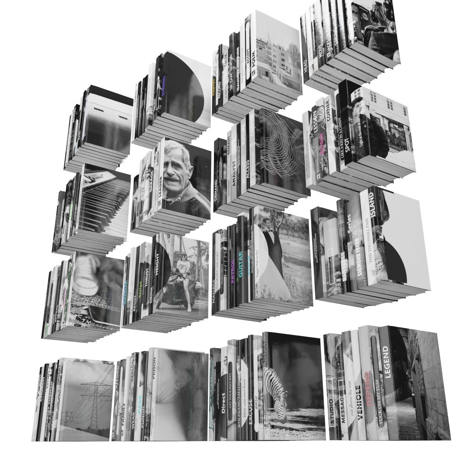 Books 150 pieces 2-9-1 Low-poly 3D model_4