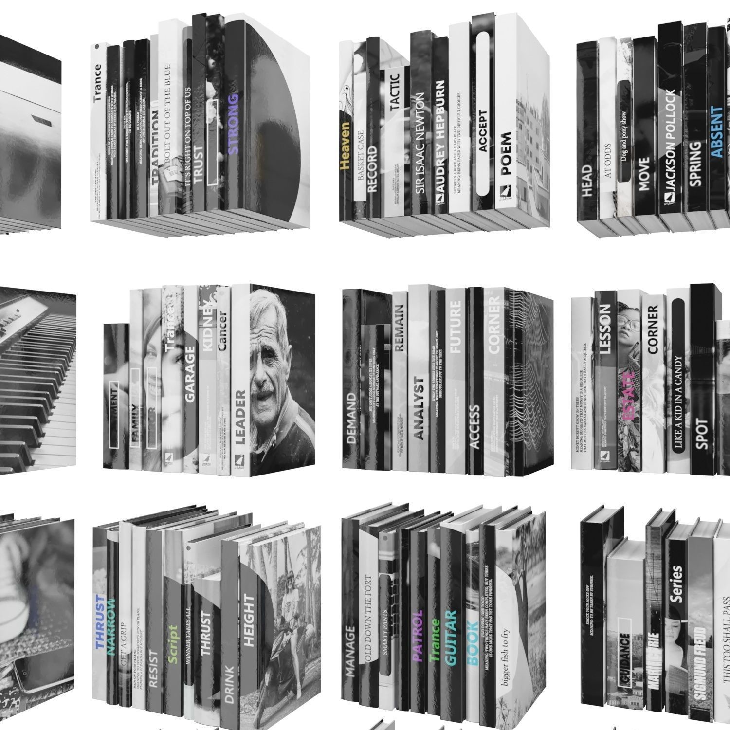Books 150 pieces 2-9-1 Low-poly 3D model_10