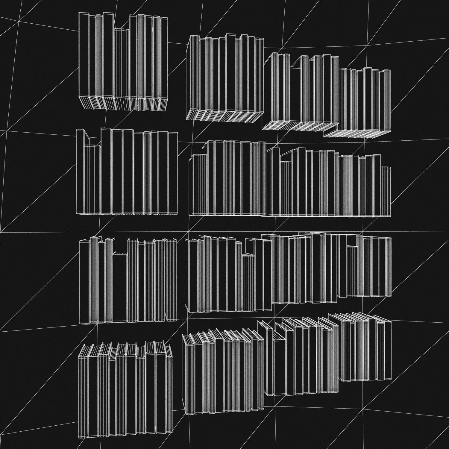 Books 150 pieces 2-9-1 Low-poly 3D model_25