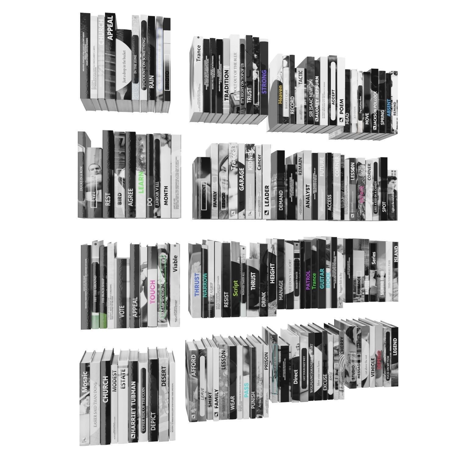 Books 150 pieces 2-9-1 Low-poly 3D model_2