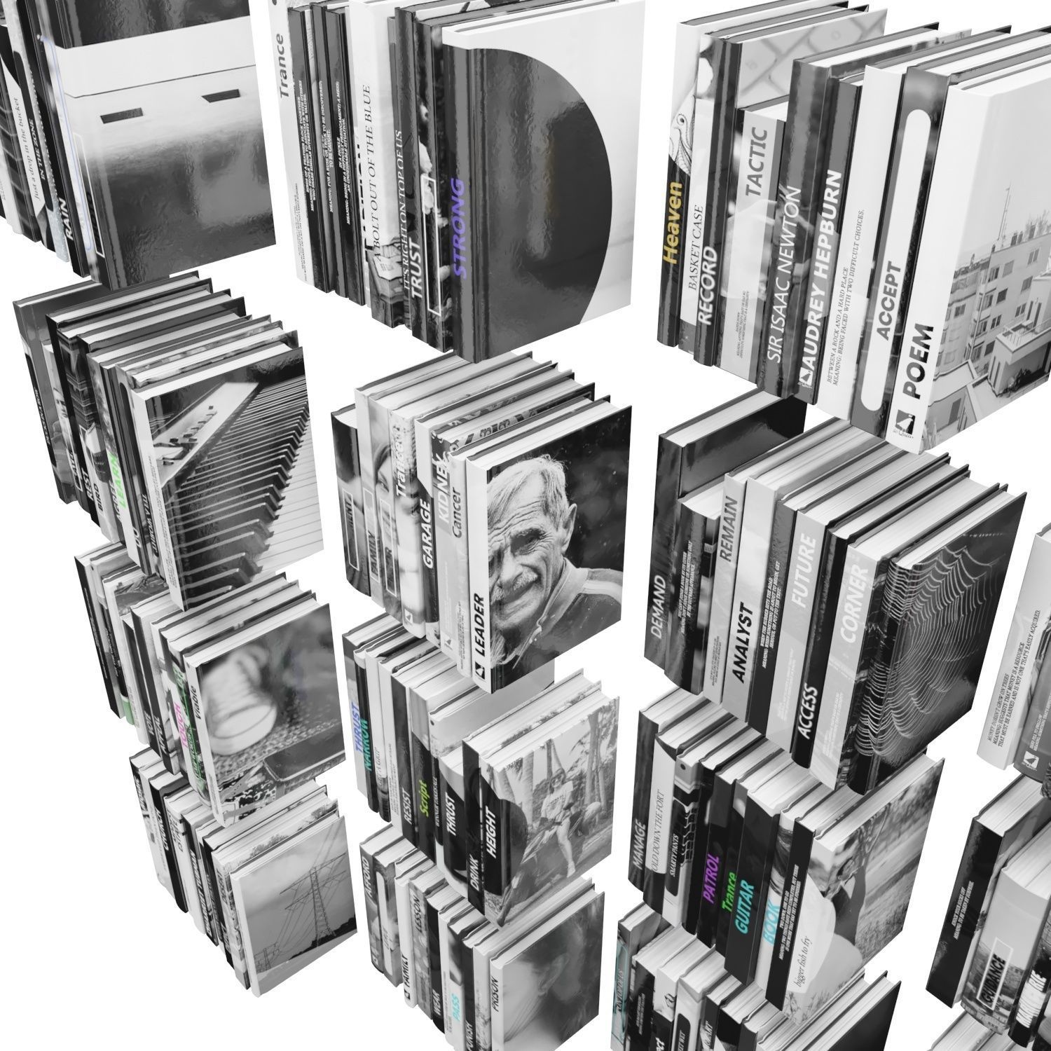 Books 150 pieces 2-9-1 Low-poly 3D model_23