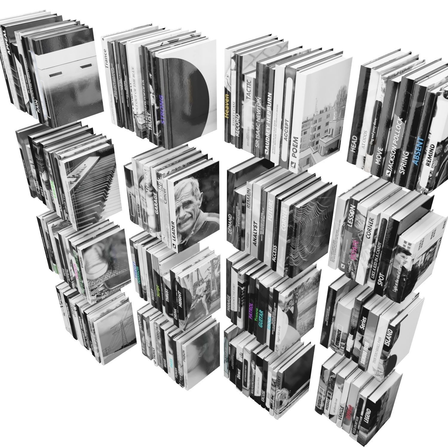 Books 150 pieces 2-9-1 Low-poly 3D model_6