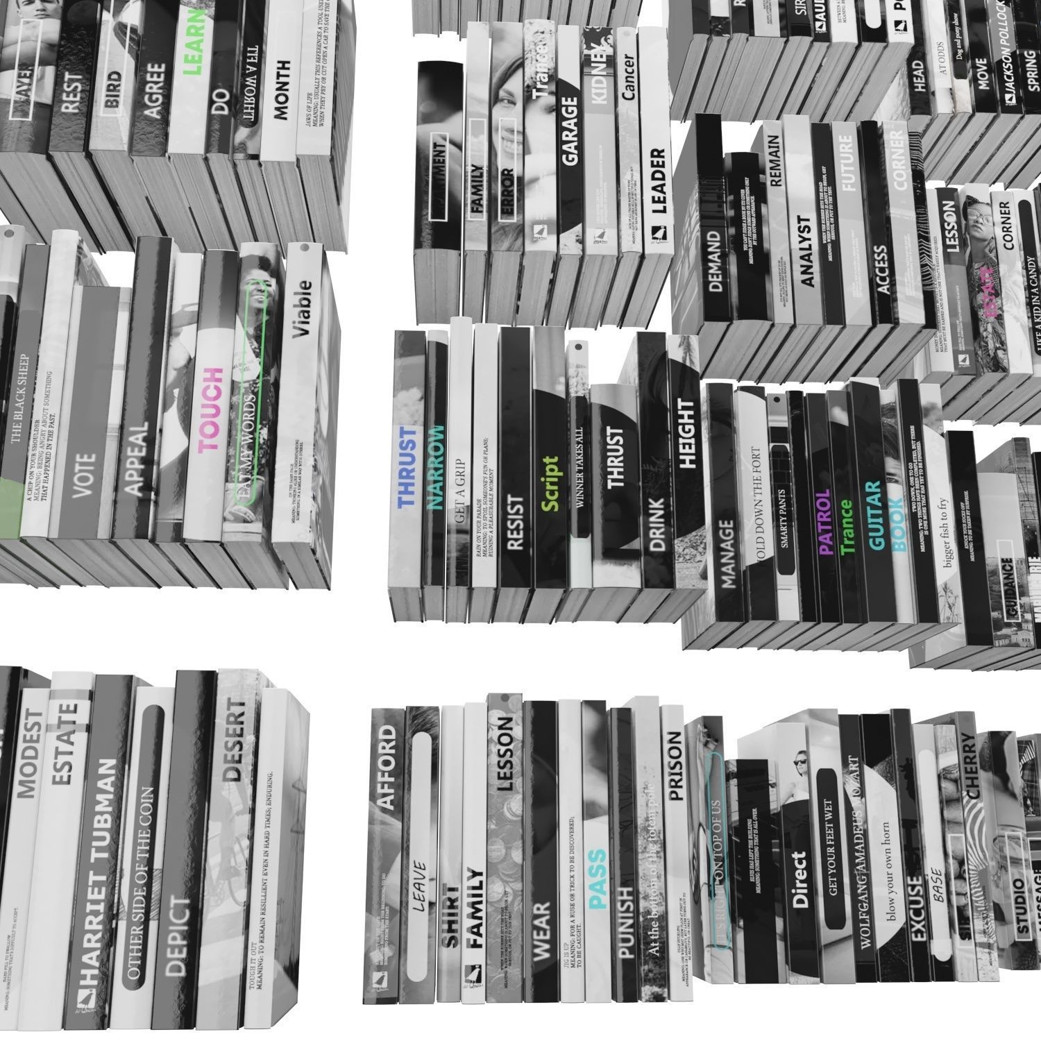 Books 150 pieces 2-9-1 Low-poly 3D model_16