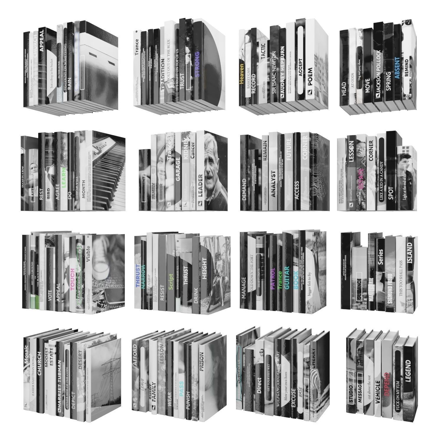 Books 150 pieces 2-9-1 Low-poly 3D model_1
