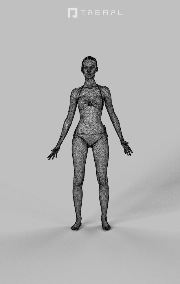 Animated Attractive Woman in a Swimsuit - A-pose - Beauty Low-poly 3D model_7
