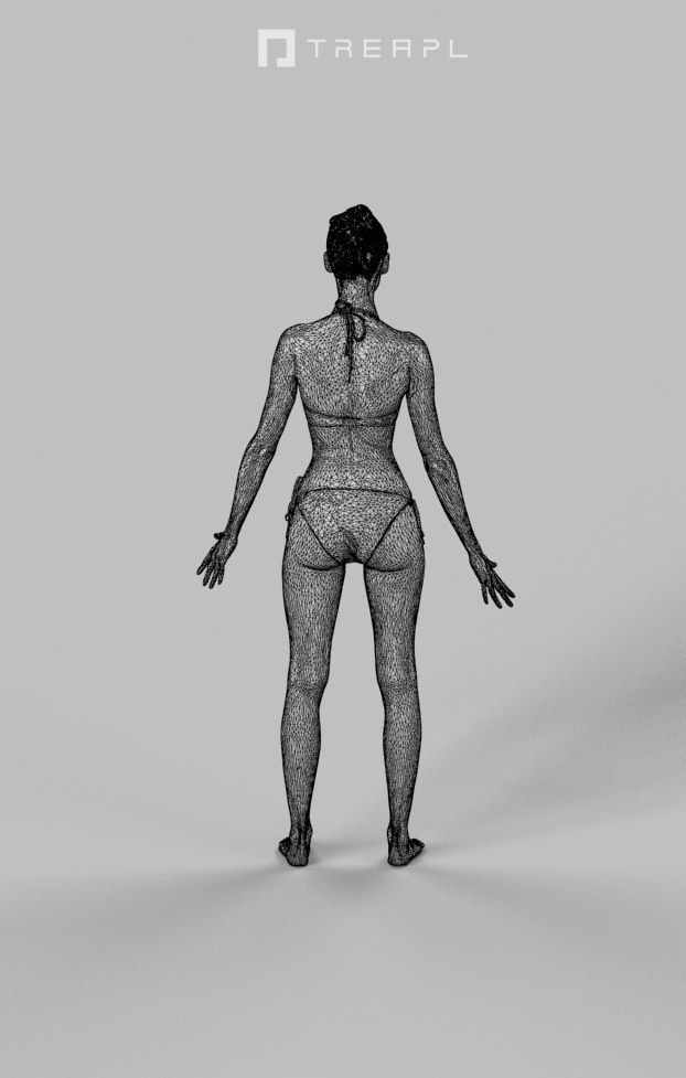 Animated Attractive Woman in a Swimsuit - A-pose - Beauty Low-poly 3D model_8