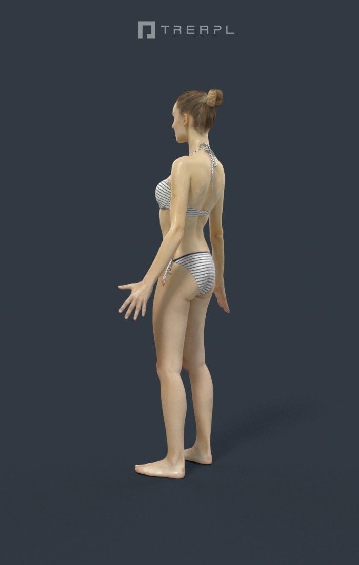 Animated Attractive Woman in a Swimsuit - A-pose - Beauty Low-poly 3D model_5