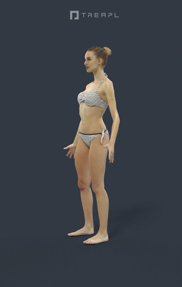 Animated Attractive Woman in a Swimsuit - A-pose - Beauty Low-poly 3D model_6