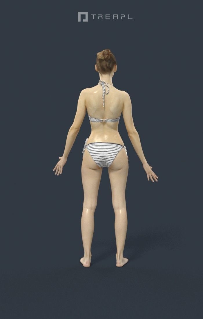 Animated Attractive Woman in a Swimsuit - A-pose - Beauty Low-poly 3D model_4