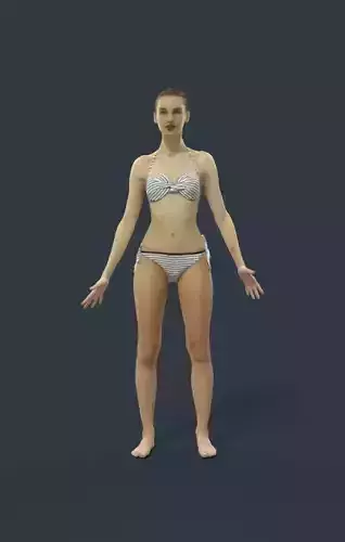 Animated Attractive Woman in a Swimsuit - A-pose - Beauty Low-poly 3D model