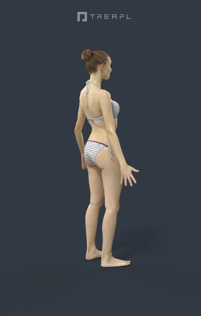 Animated Attractive Woman in a Swimsuit - A-pose - Beauty Low-poly 3D model_3