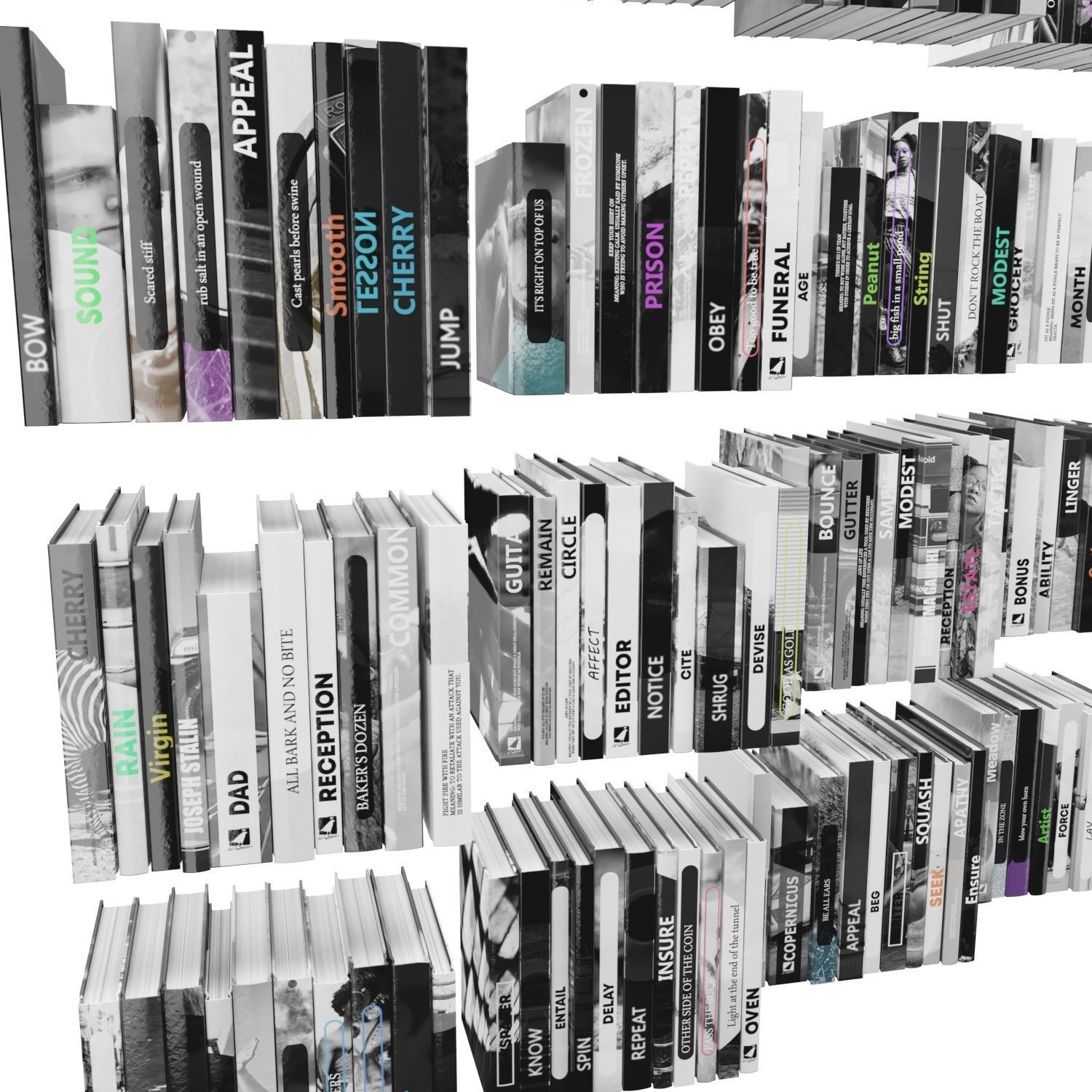 Books 150 pieces 2-9-3 Low-poly 3D model_18