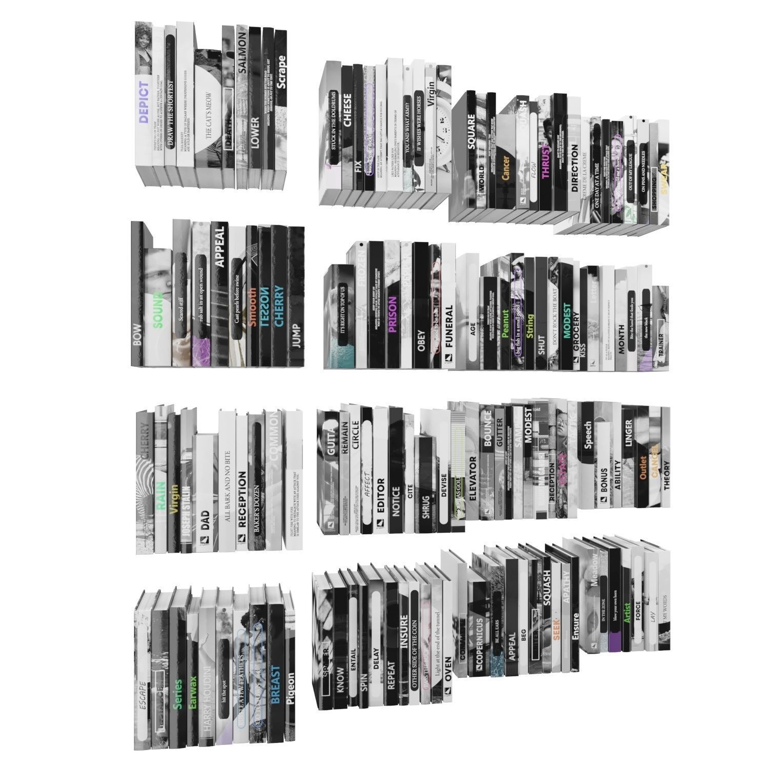 Books 150 pieces 2-9-3 Low-poly 3D model_3