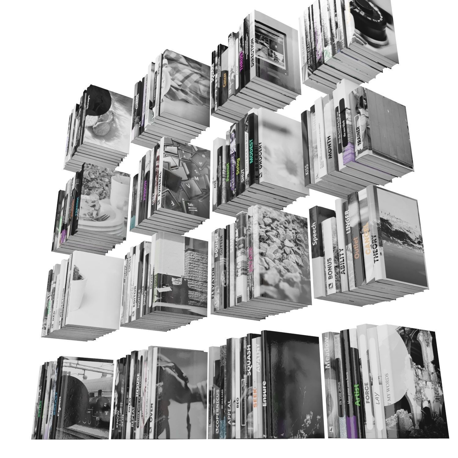 Books 150 pieces 2-9-3 Low-poly 3D model_5