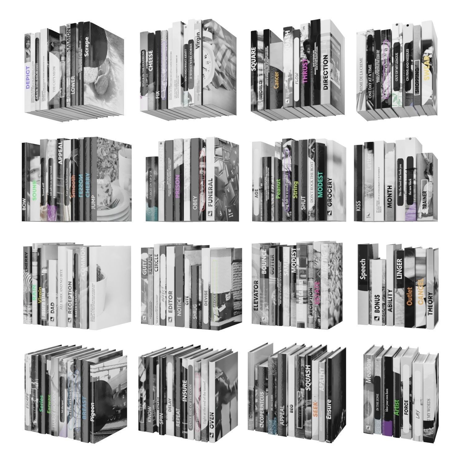 Books 150 pieces 2-9-3 Low-poly 3D model_1