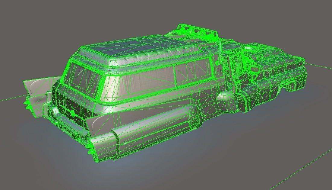 Abandoned Rusty Old Retro Future Ambulance Low-poly 3D model_7