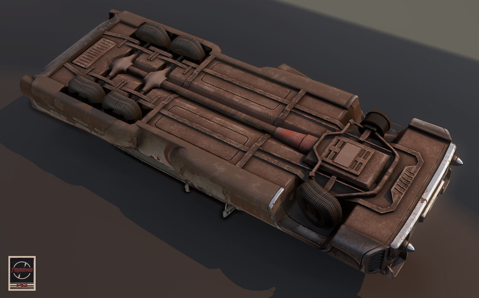 Abandoned Rusty Old Retro Future Ambulance Low-poly 3D model_5