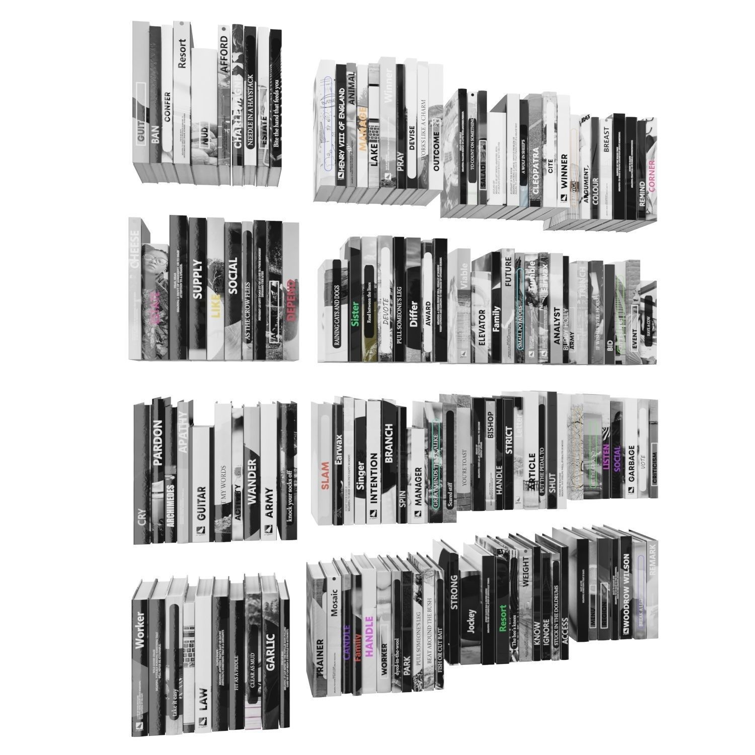 Books 150 pieces 2-9-5 Low-poly 3D model_2