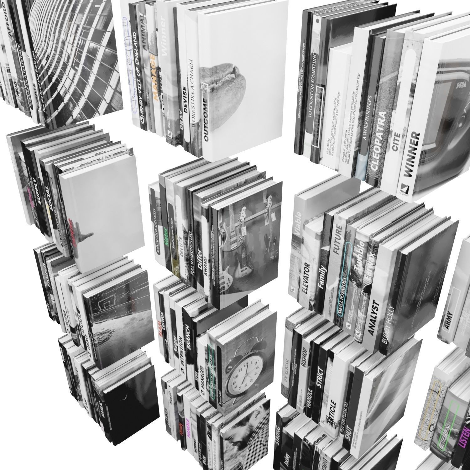 Books 150 pieces 2-9-5 Low-poly 3D model_23