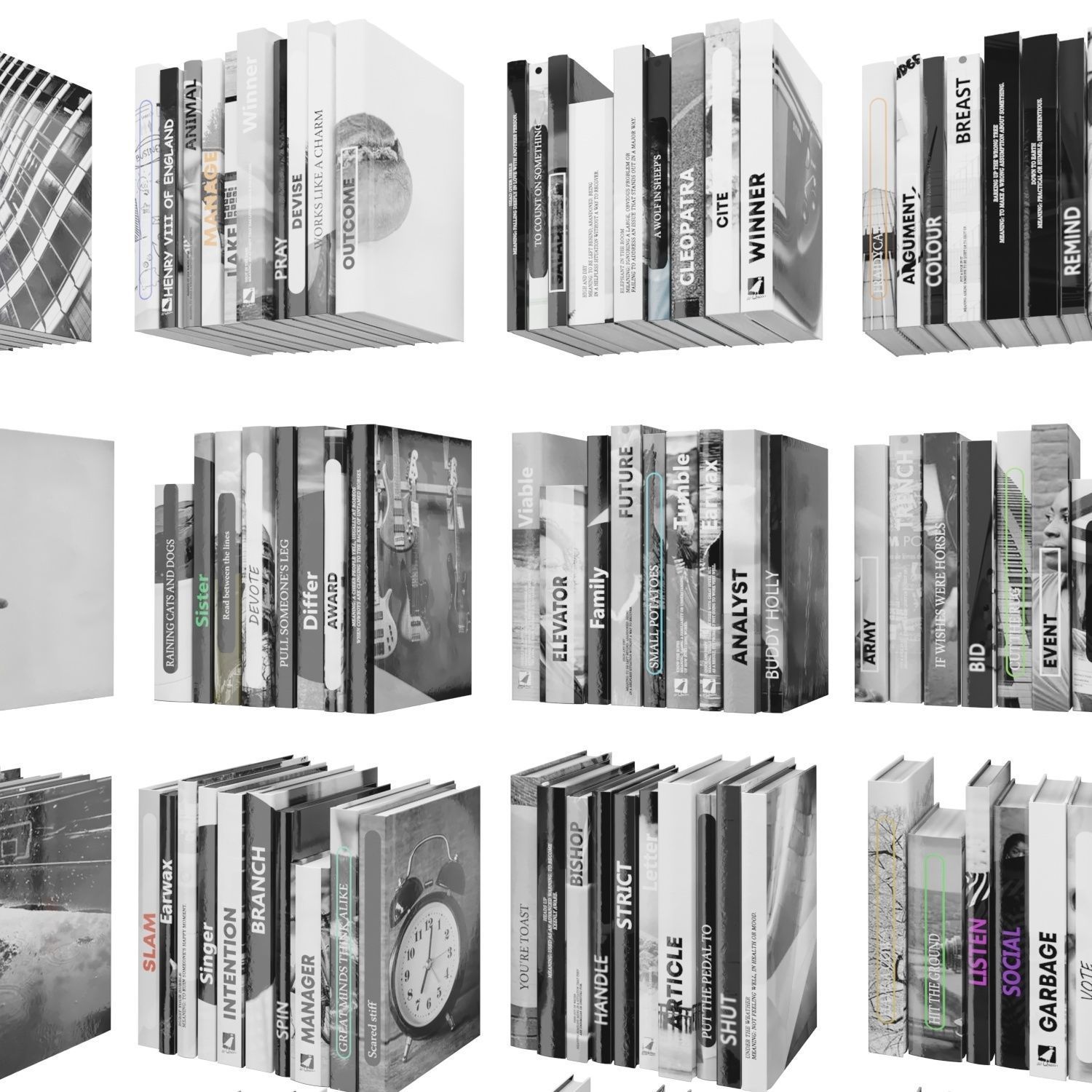 Books 150 pieces 2-9-5 Low-poly 3D model_11