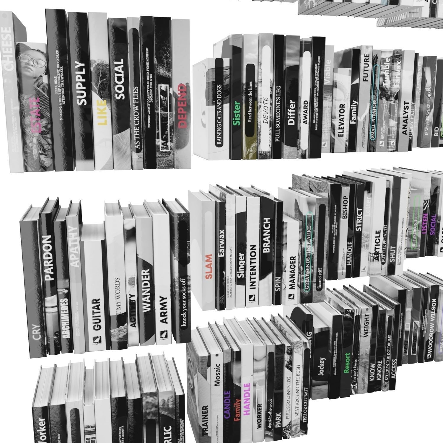 Books 150 pieces 2-9-5 Low-poly 3D model_18