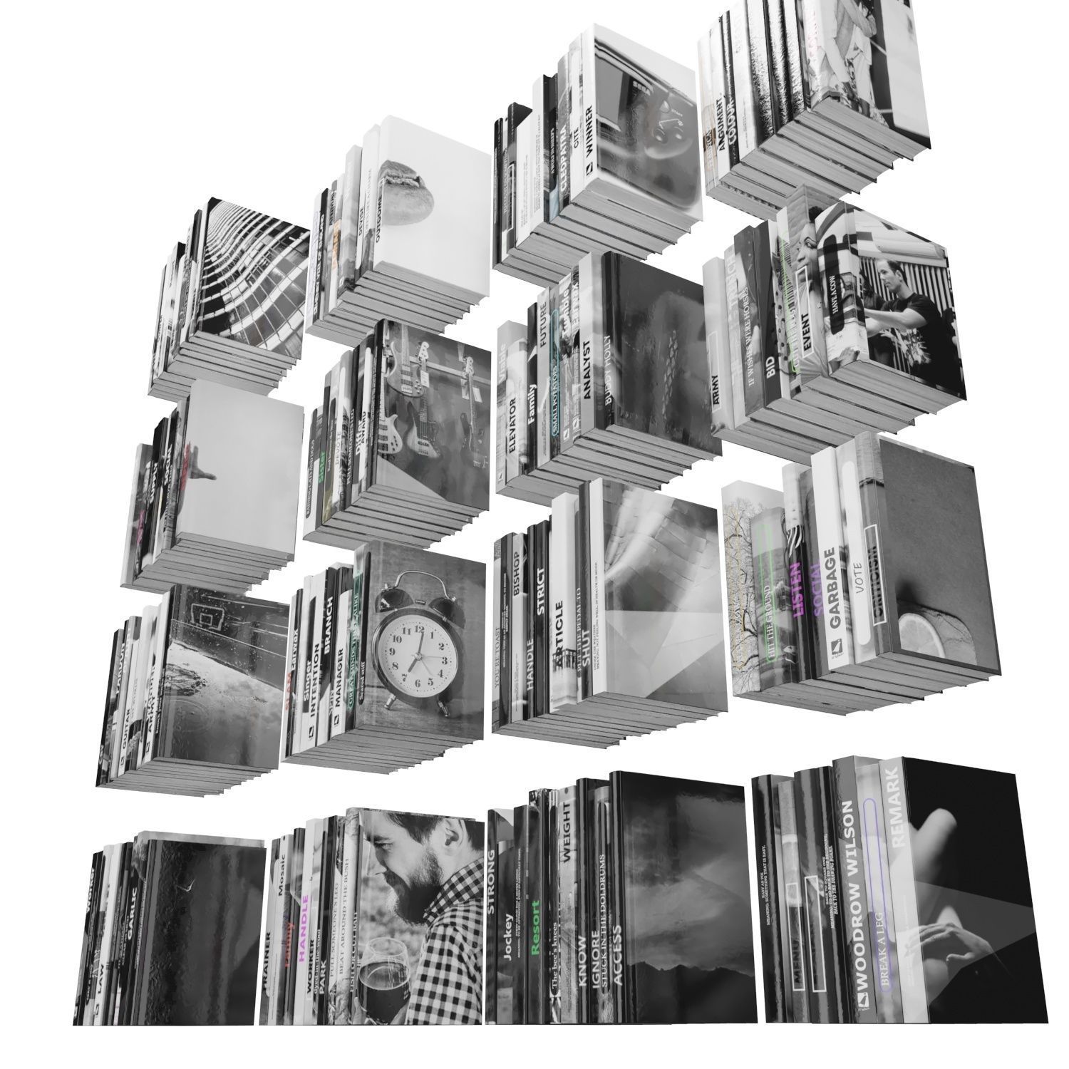 Books 150 pieces 2-9-5 Low-poly 3D model_5