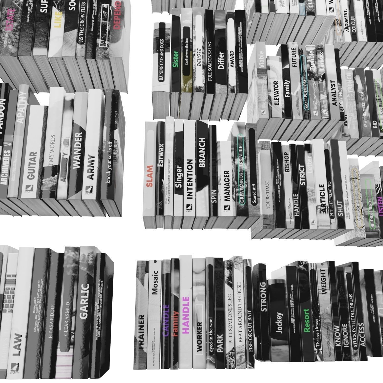 Books 150 pieces 2-9-5 Low-poly 3D model_17