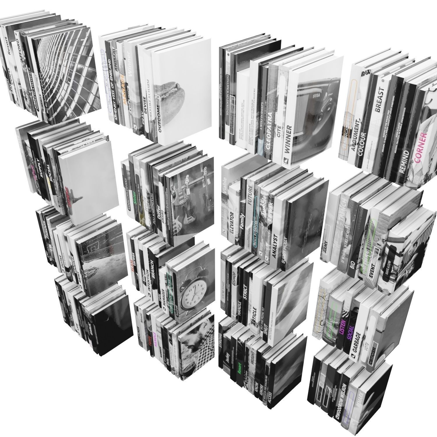 Books 150 pieces 2-9-5 Low-poly 3D model_7