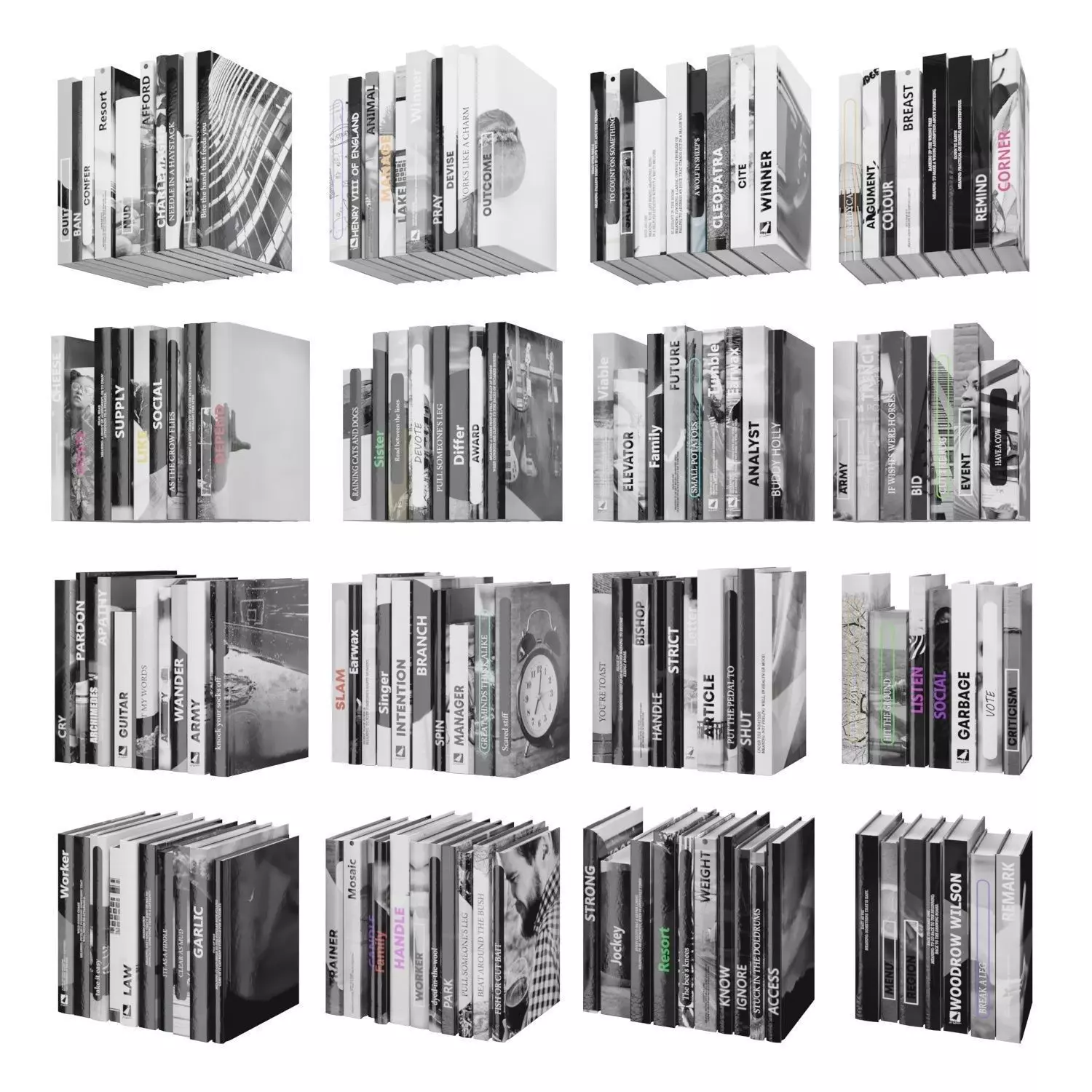 Books 150 pieces 2-9-5 Low-poly 3D model_0