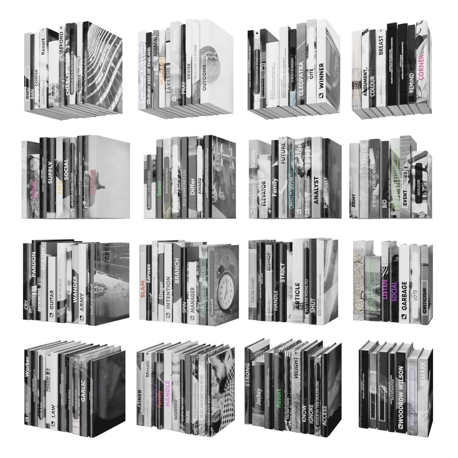Books 150 pieces 2-9-5 Low-poly 3D model_1