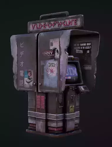 Cyberpunk Phone Booth Low-poly 3D model